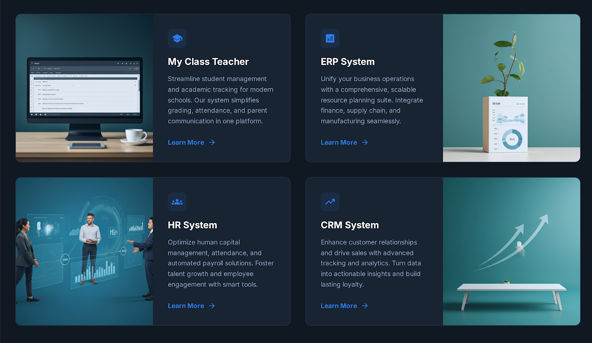 Our Products - My Class Teacher, ERP System, HR System, CRM System